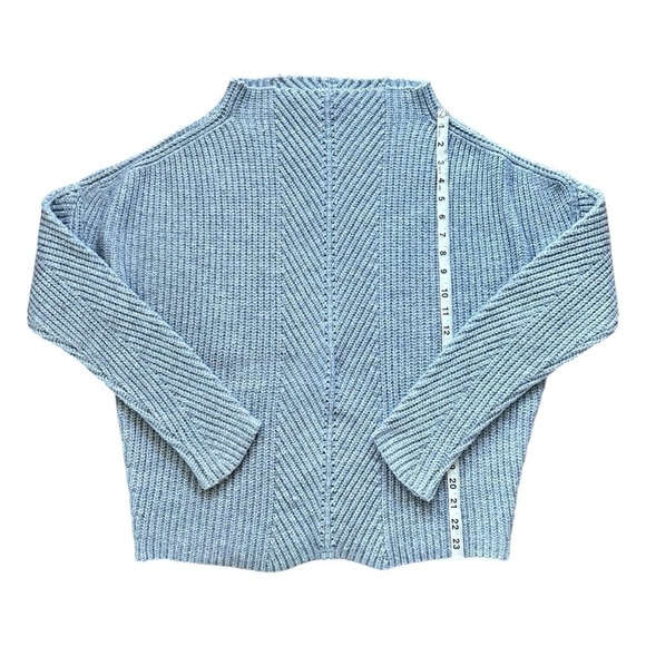 Maje Wool Blend Mock Neck Grey Ribbed Sweater - Picture 3 of 7